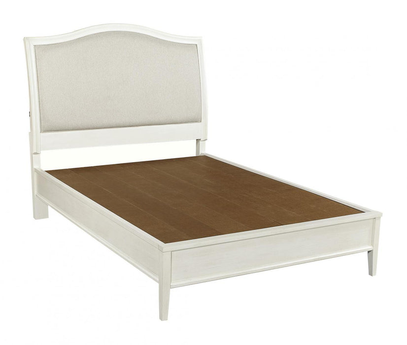 Aspenhome Furniture Charlotte Queen Upholstered Sleigh Bed in White