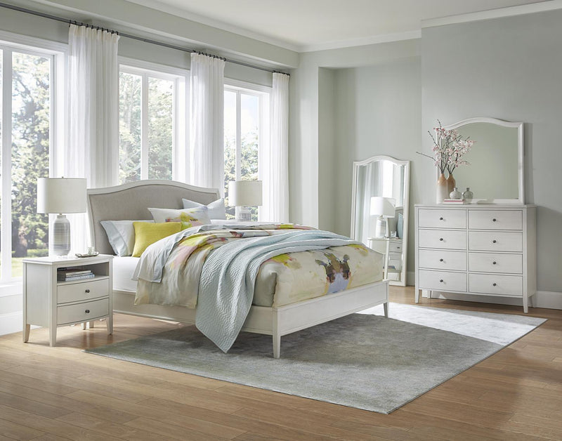 Aspenhome Furniture Charlotte Queen Upholstered Sleigh Bed in White - Furniture City (CA)l