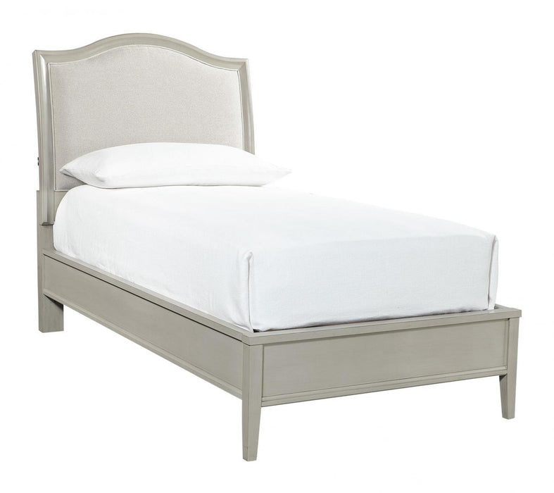 Aspenhome Furniture Charlotte Twin Upholstered Sleigh Bed in Shale