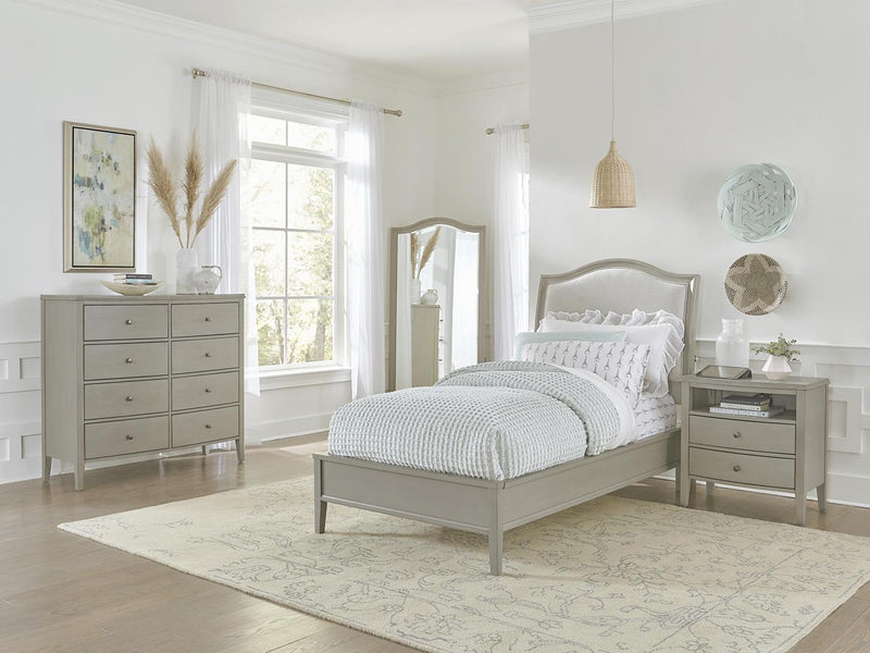 Aspenhome Furniture Charlotte Twin Upholstered Sleigh Bed in Shale - Furniture City (CA)l
