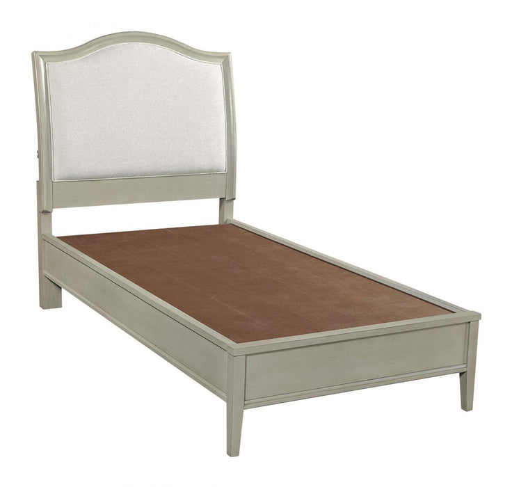Aspenhome Furniture Charlotte Twin Upholstered Sleigh Bed in Shale