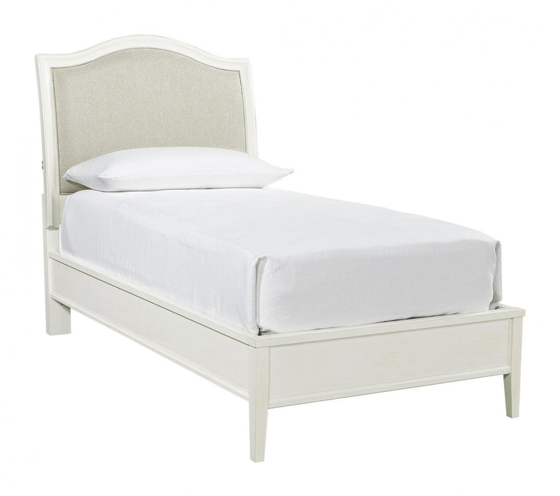 Aspenhome Furniture Charlotte Twin Upholstered Sleigh Bed in White