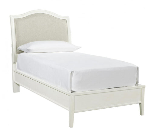 Aspenhome Furniture Charlotte Twin Upholstered Sleigh Bed in White image