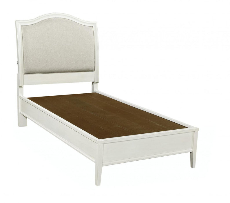Aspenhome Furniture Charlotte Twin Upholstered Sleigh Bed in White