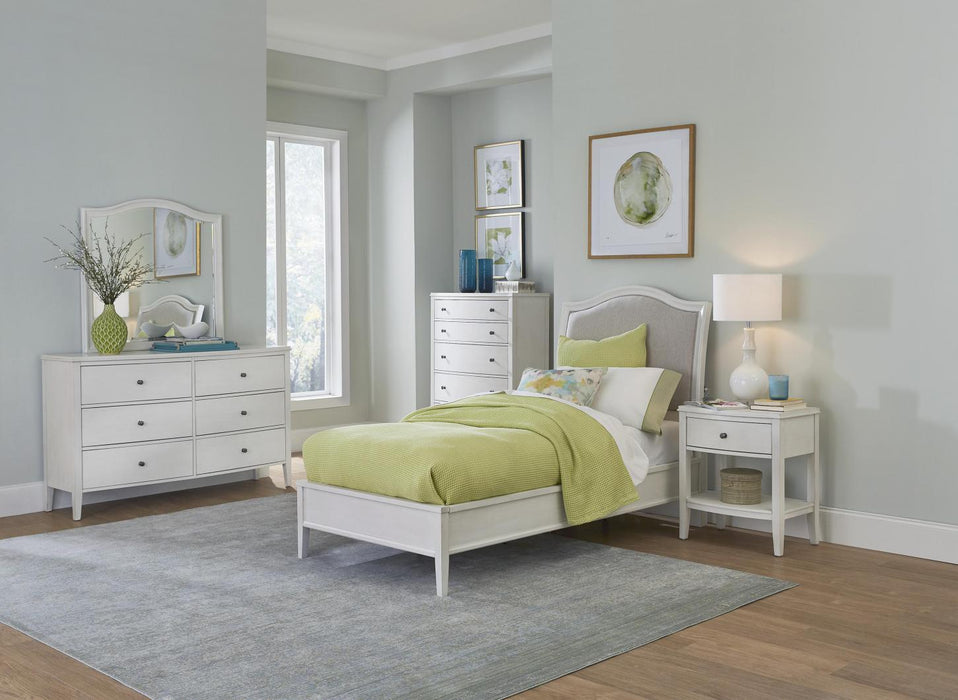 Aspenhome Furniture Charlotte Full Upholstered Sleigh Bed in White