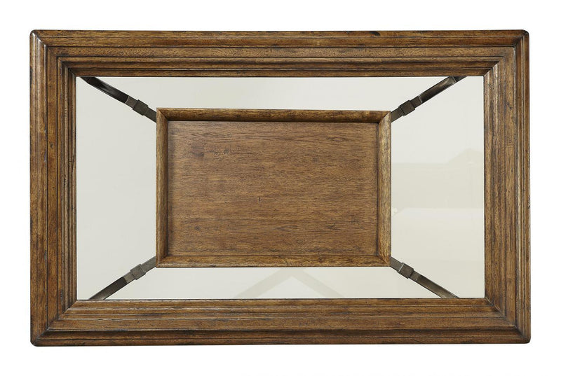 Aspenhome Furniture Mosaic Cocktail Table with Glass Top in Pecan - Furniture City (CA)l