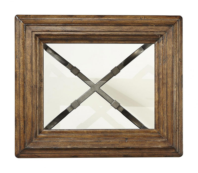 Aspenhome Furniture Mosaic End Table with Glass Top in Pecan - Furniture City (CA)l