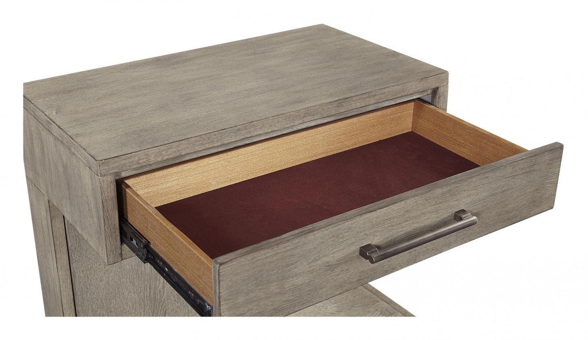 Aspenhome Furniture Platinum 1 Drawer Nightstand in Grey