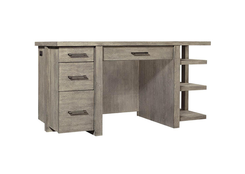Aspenhome Furniture Platinum 60" Desk with Open Shelves in Gray Linen - Furniture City (CA)l