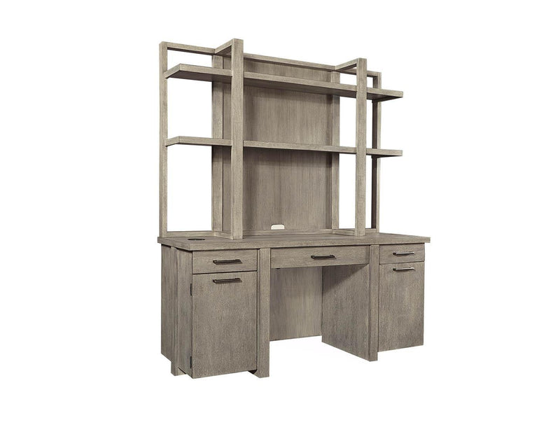 Aspenhome Furniture Platinum Credenza and Hutch in Gray Linen I251-316-317 - Furniture City (CA)l
