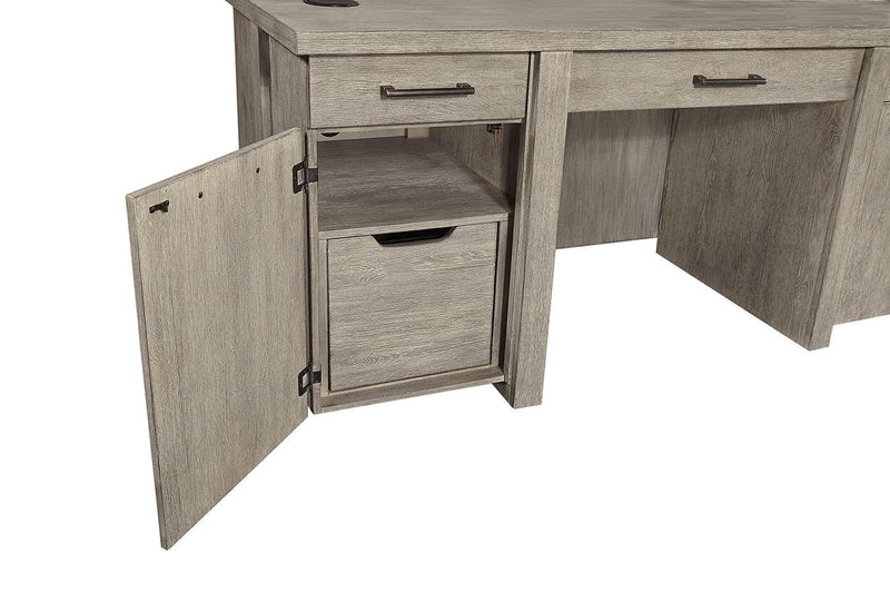 Aspenhome Furniture Platinum Credenza and Hutch in Gray Linen I251-316-317 - Furniture City (CA)l