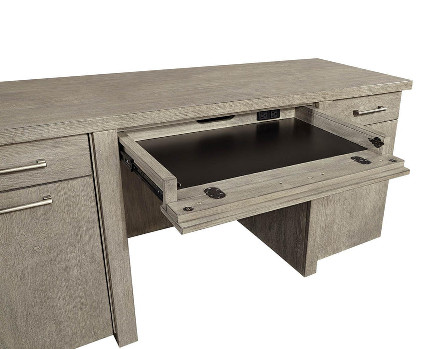 Aspenhome Furniture Platinum Credenza and Hutch in Gray Linen I251-316-317