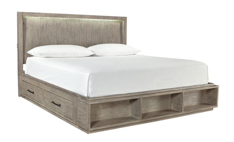 Aspenhome Furniture Platinum King Bookcase Bed in Grey - Furniture City (CA)l