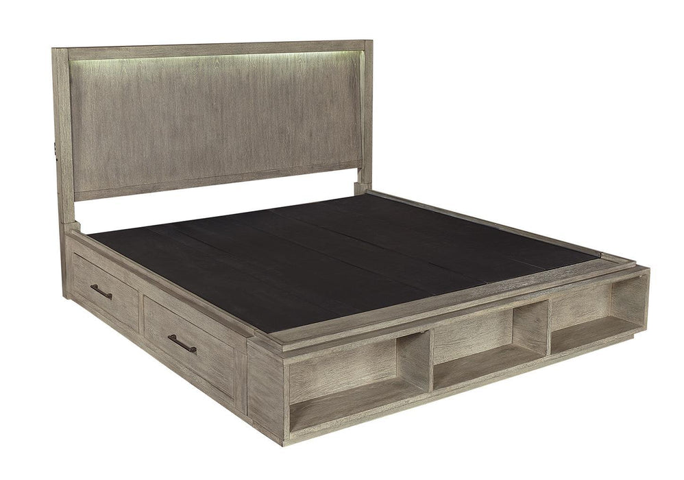 Aspenhome Furniture Platinum King Bookcase Bed in Grey