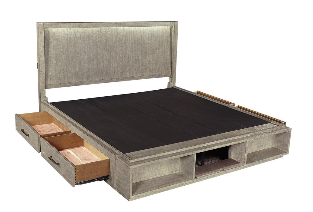 Aspenhome Furniture Platinum King Bookcase Bed in Grey