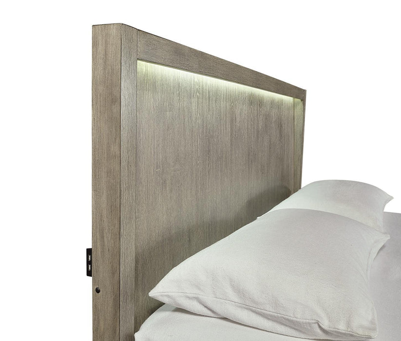 Aspenhome Furniture Platinum Queen Bookcase Bed in Grey