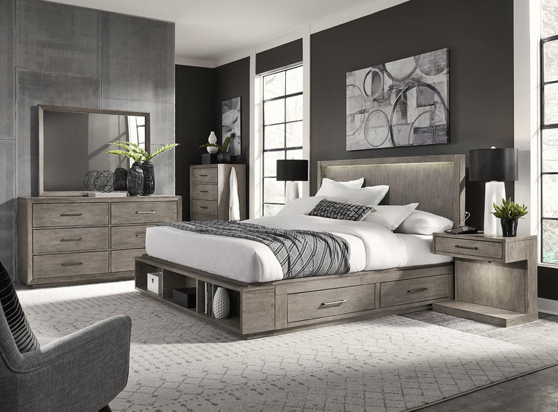 Aspenhome Furniture Platinum California King Bookcase Bed in Grey - Furniture City (CA)l