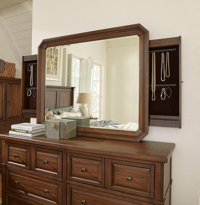 Aspenhome Furniture Thornton Mirror with Jewelry Storage in Sienna - Furniture City (CA)l