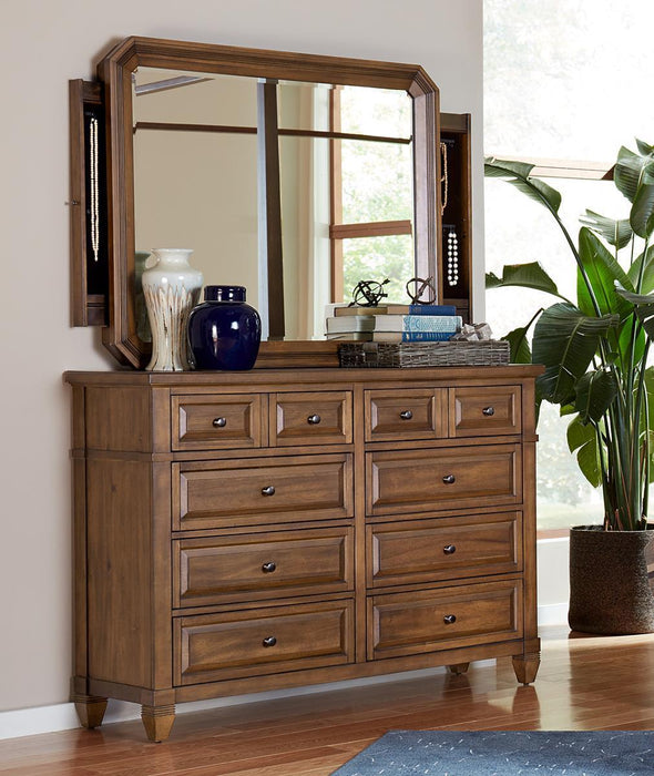 Aspenhome Furniture Thornton Mirror with Jewelry Storage in Sienna