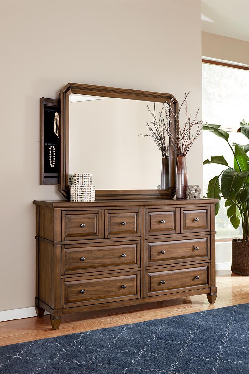 Aspenhome Furniture Thornton Mirror with Jewelry Storage in Sienna - Furniture City (CA)l