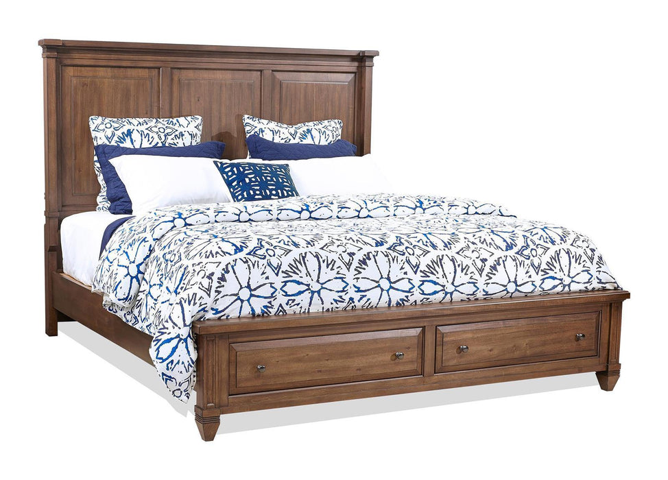 Aspenhome Furniture Thornton Queen Panel Storage Bed in Sienna