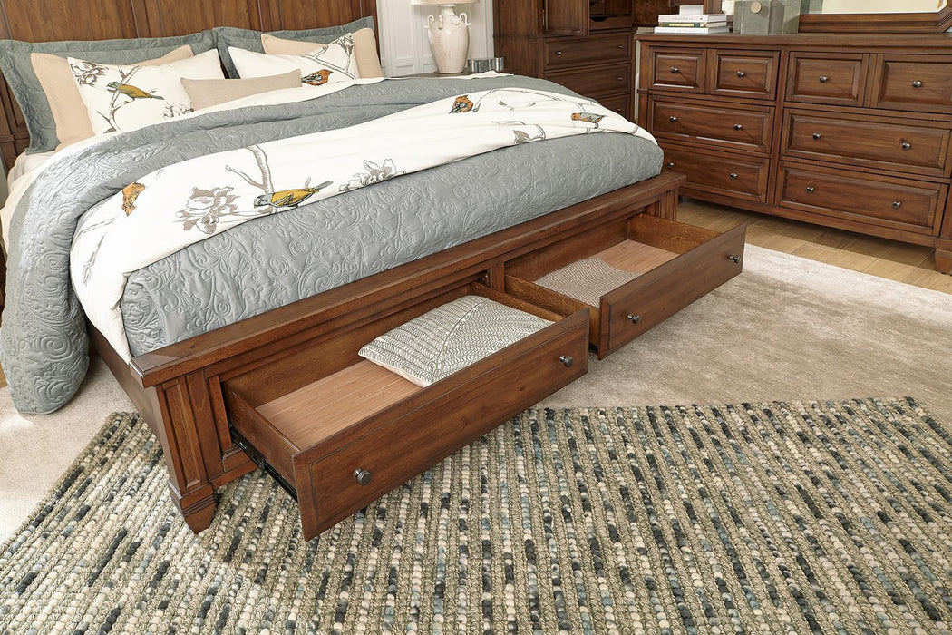 Aspenhome Furniture Thornton Queen Panel Storage Bed in Sienna