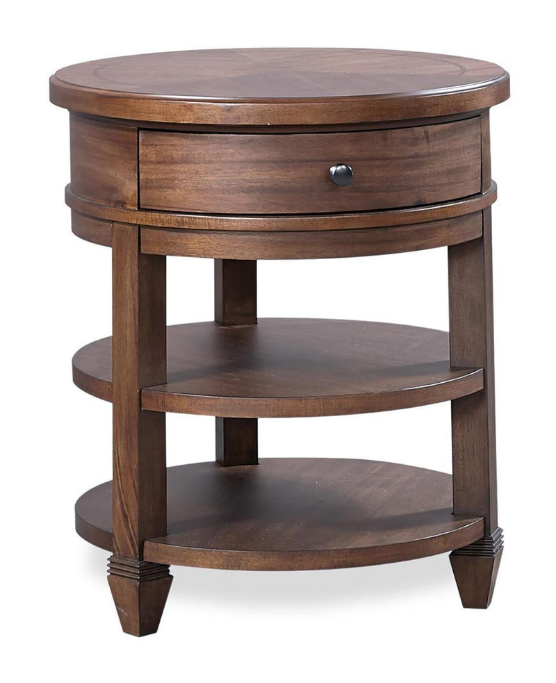Aspenhome Furniture Thornton Round Table Nightstand in Sienna - Furniture City (CA)l