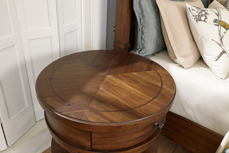 Aspenhome Furniture Thornton Round Table Nightstand in Sienna - Furniture City (CA)l