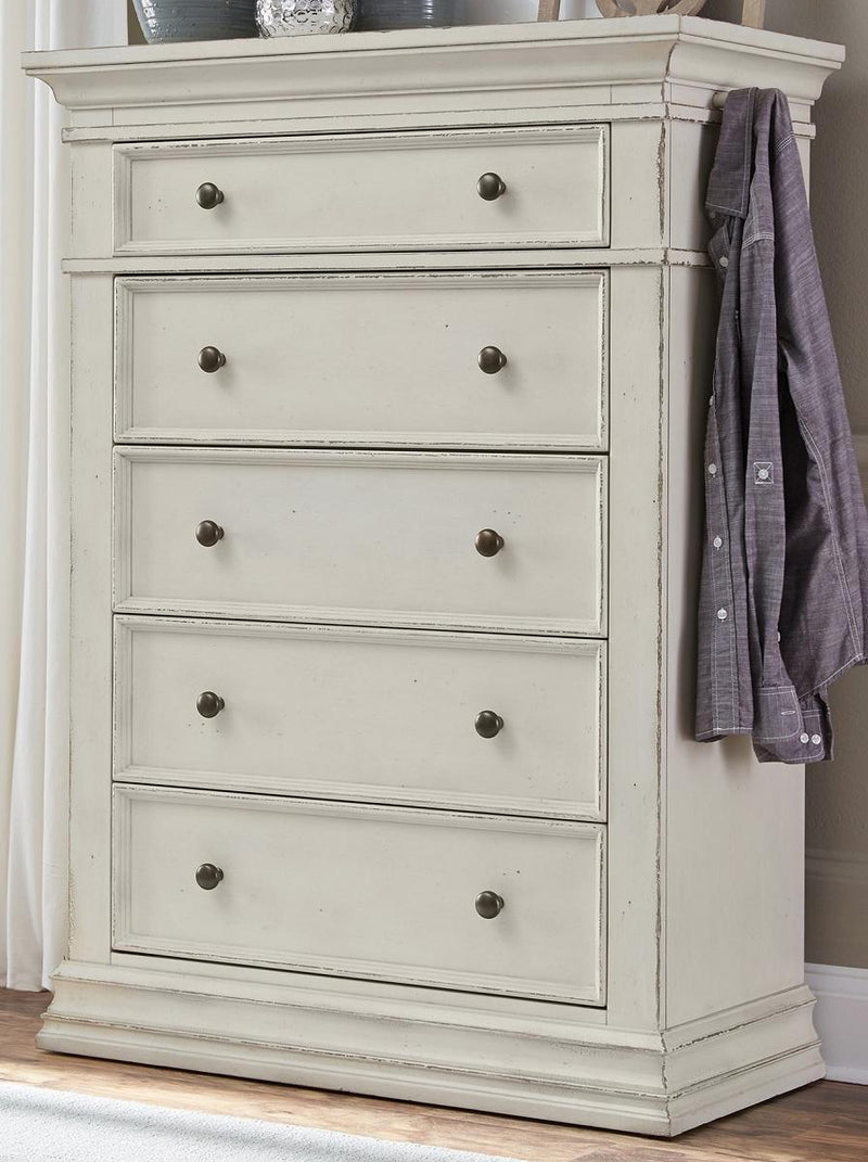 Aspenhome Granville 5 Drawer Chest in Vintage White - Furniture City (CA)l