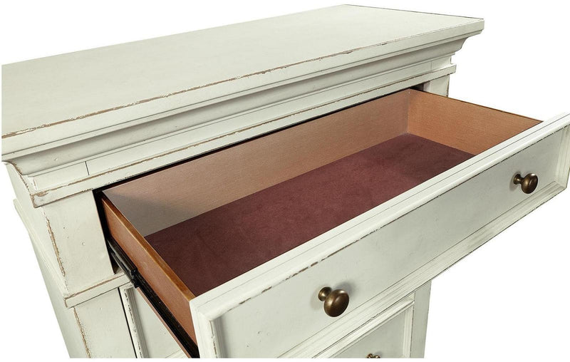 Aspenhome Granville 5 Drawer Chest in Vintage White - Furniture City (CA)l