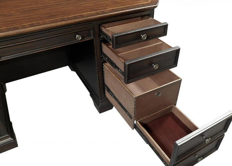 Aspenhome Hampton 66" Executive Desk in Black Cherry - Furniture City (CA)l