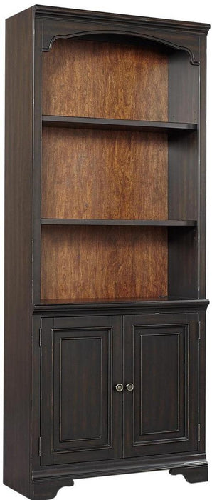 Aspenhome Hampton Door Bookcase Wall in Black Cherry