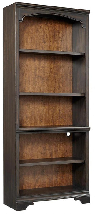 Aspenhome Hampton Open Bookcase Wall in Black Cherry