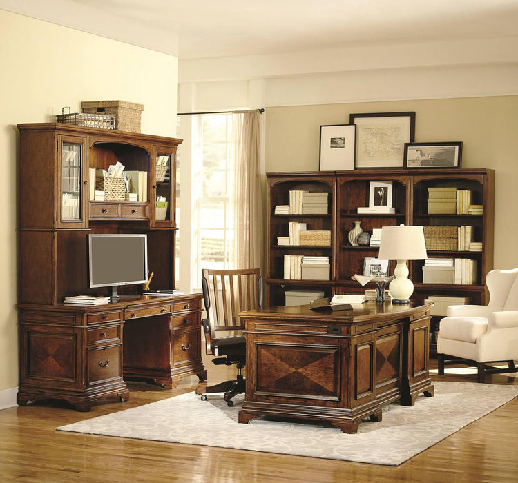 Aspenhome Hawthorne 66" Credenza and Hutch in Brown Cherry