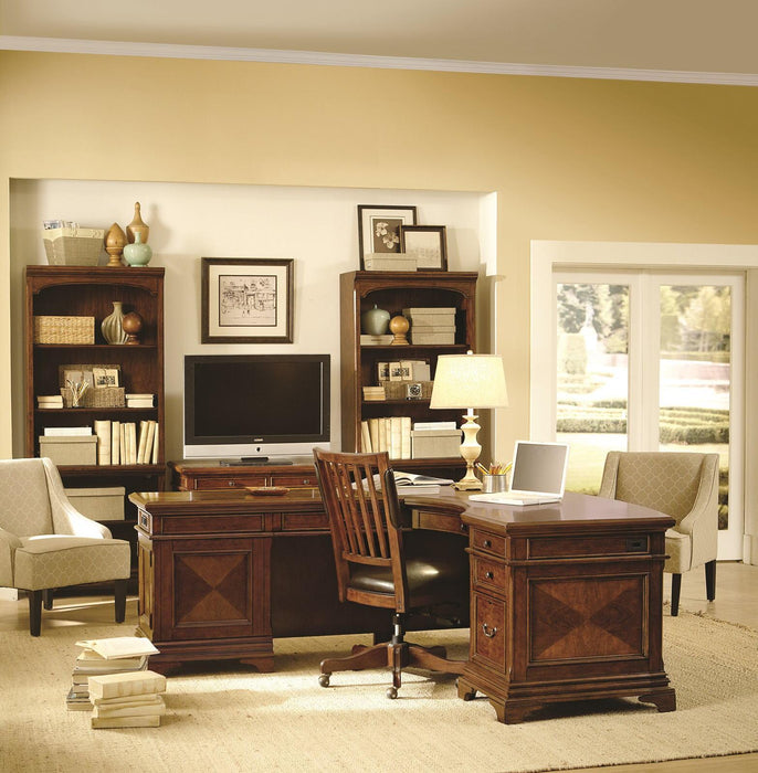 Aspenhome Hawthorne Desk and Reversible Return in Brown Cherry
