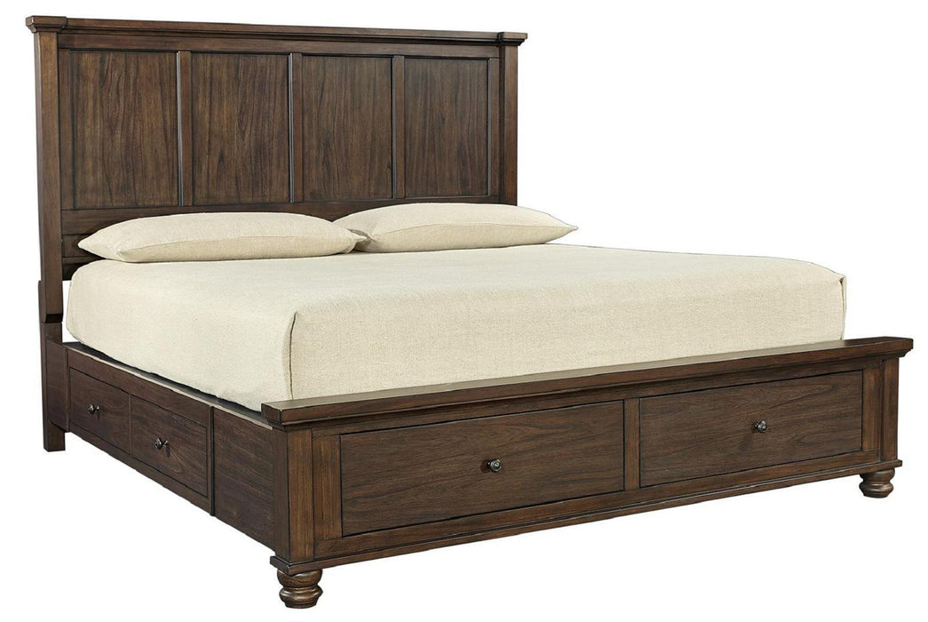 Aspenhome Hudson Valley Queen Panel Side Storage Bed in Chestnut