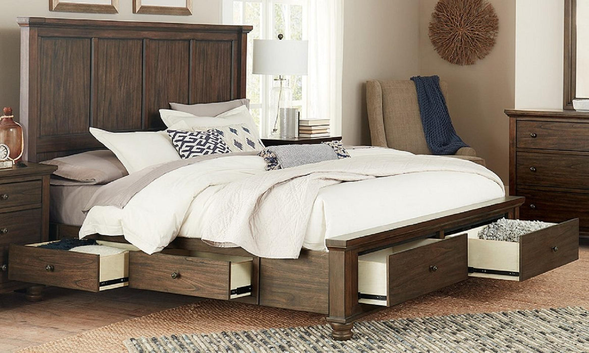 Aspenhome Hudson Valley Queen Panel Side Storage Bed in Chestnut