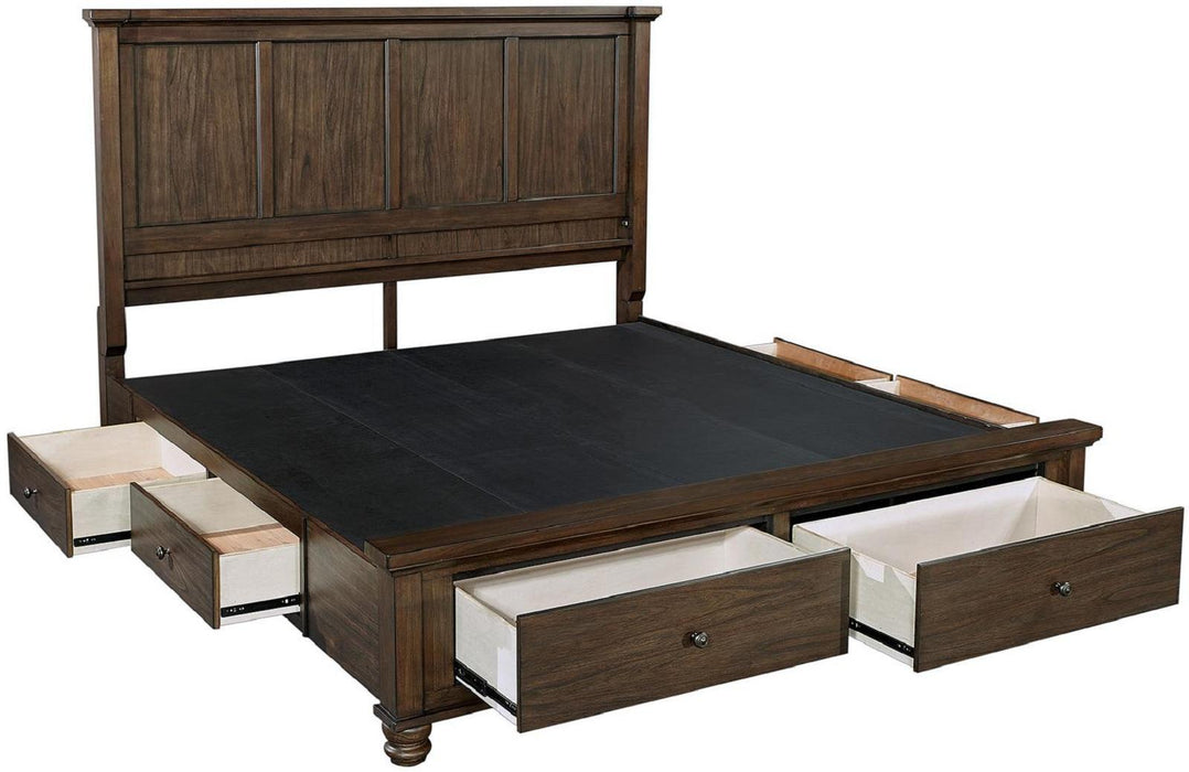 Aspenhome Hudson Valley California King Panel Side Storage Bed in Chestnut