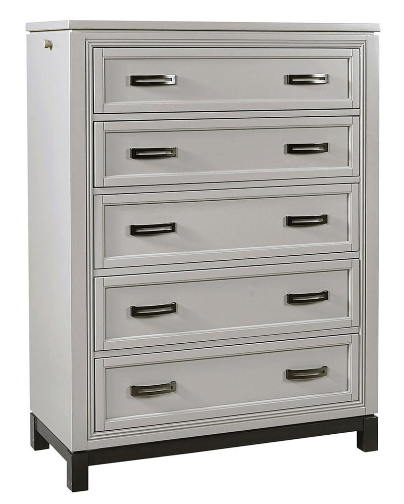 Aspenhome Hyde Park 5 Drawer Chest in Light Gray - Furniture City (CA)l