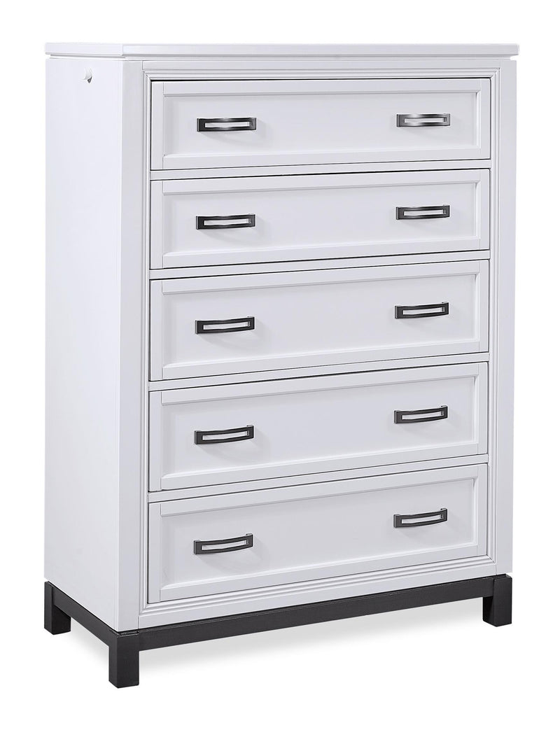 Aspenhome Hyde Park 5 Drawer Chest in White - Furniture City (CA)l