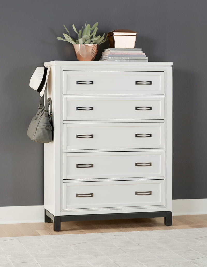 Aspenhome Hyde Park 5 Drawer Chest in White - Furniture City (CA)l