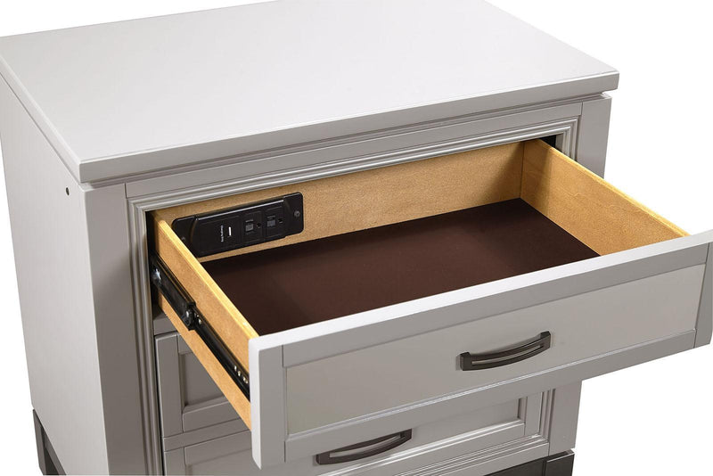 Aspenhome Hyde Park Liv360 2 Drawer Nightstand in Light Gray - Furniture City (CA)l
