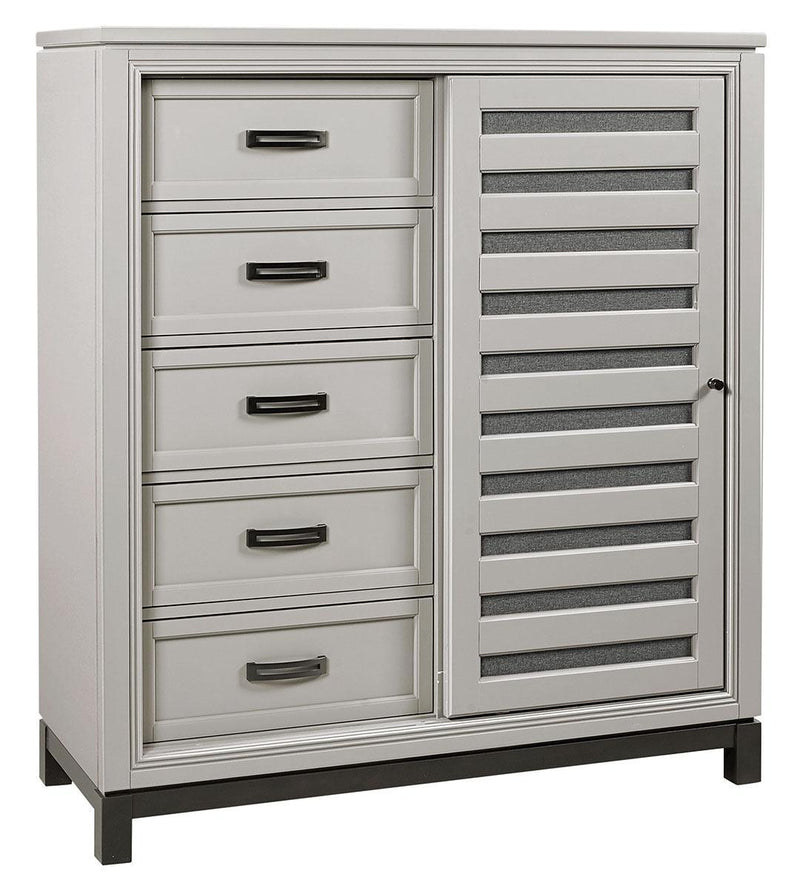 Aspenhome Hyde Park Sliding Door Chest in Light Gray - Furniture City (CA)l