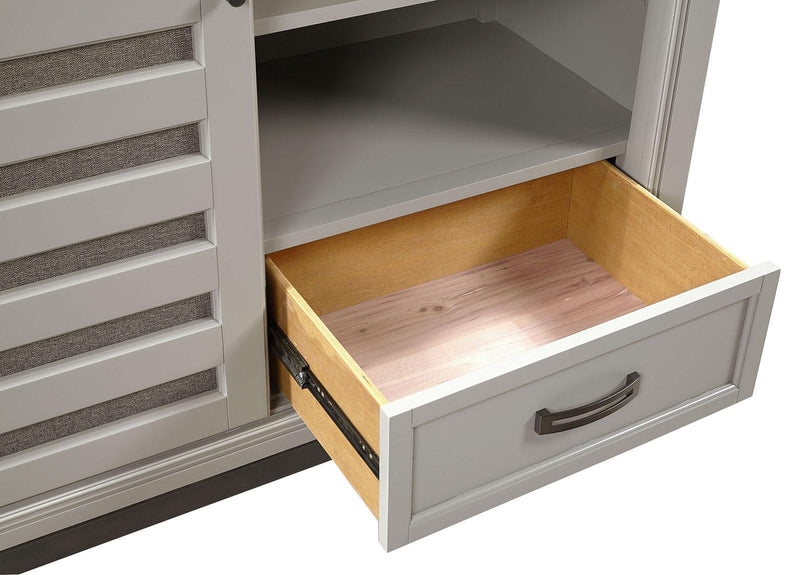 Aspenhome Hyde Park Sliding Door Chest in Light Gray - Furniture City (CA)l