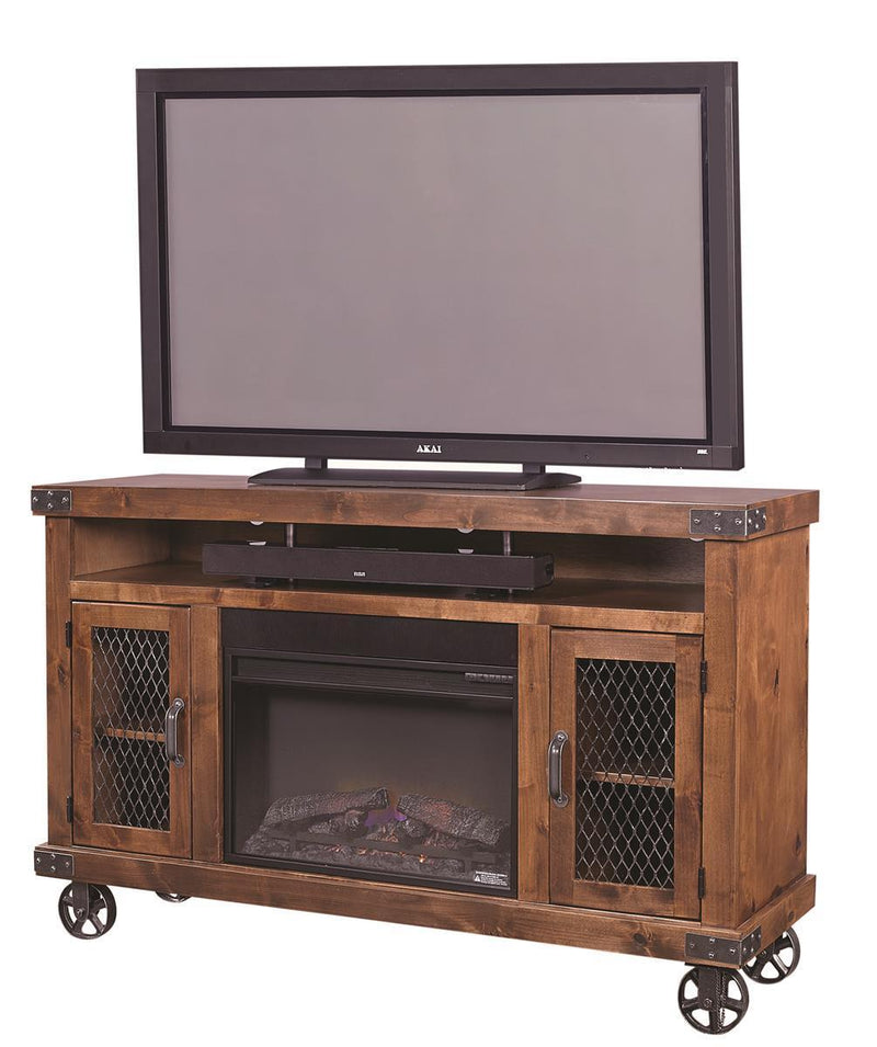 Aspenhome Industrial 62" Fireplace Console in Fruitwood - Furniture City (CA)l