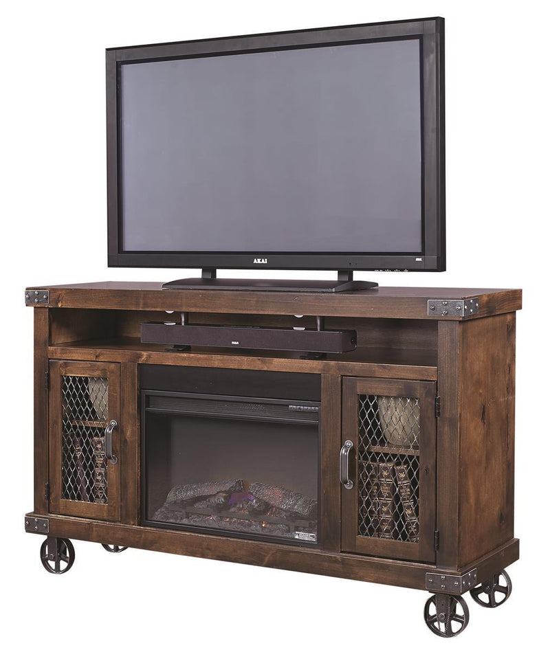 Aspenhome Industrial 62" Fireplace Console in Tobacco - Furniture City (CA)l