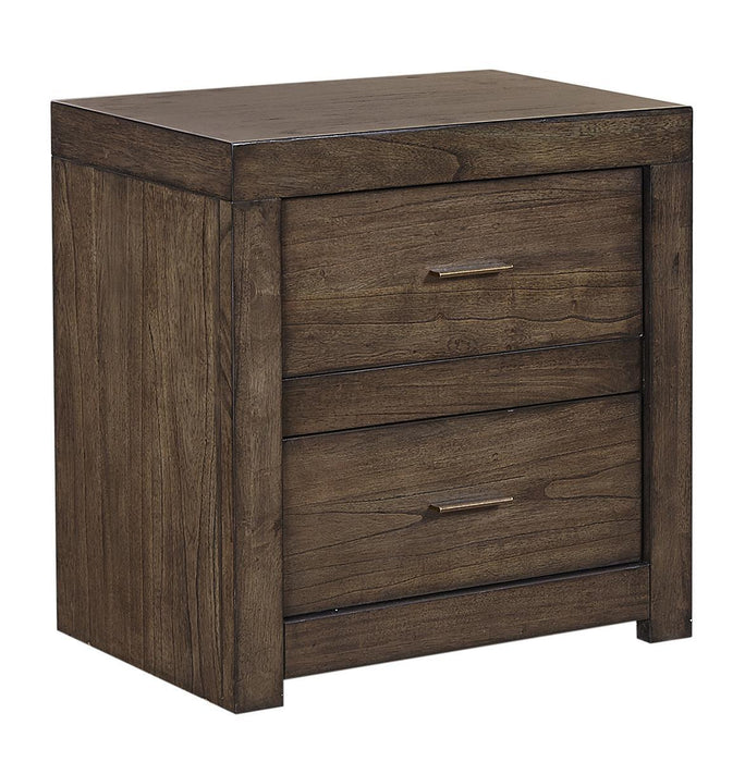 Aspenhome Modern Loft 2 Drawer Nightstand in Brownstone