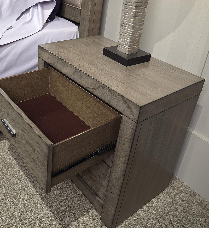 Aspenhome Modern Loft 2 Drawer Nightstand in Greystone - Furniture City (CA)l
