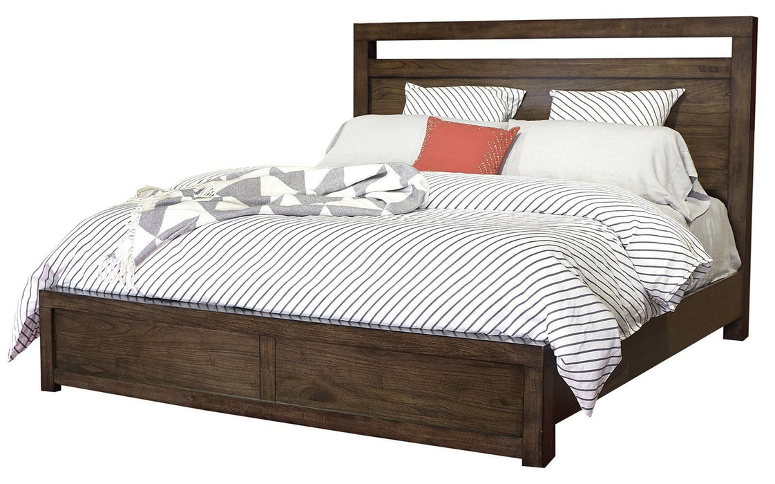 Aspenhome Modern Loft King Panel Bed in Brownstone