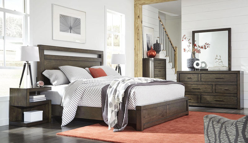 Aspenhome Modern Loft Queen Panel Bed in Brownstone - Furniture City (CA)l